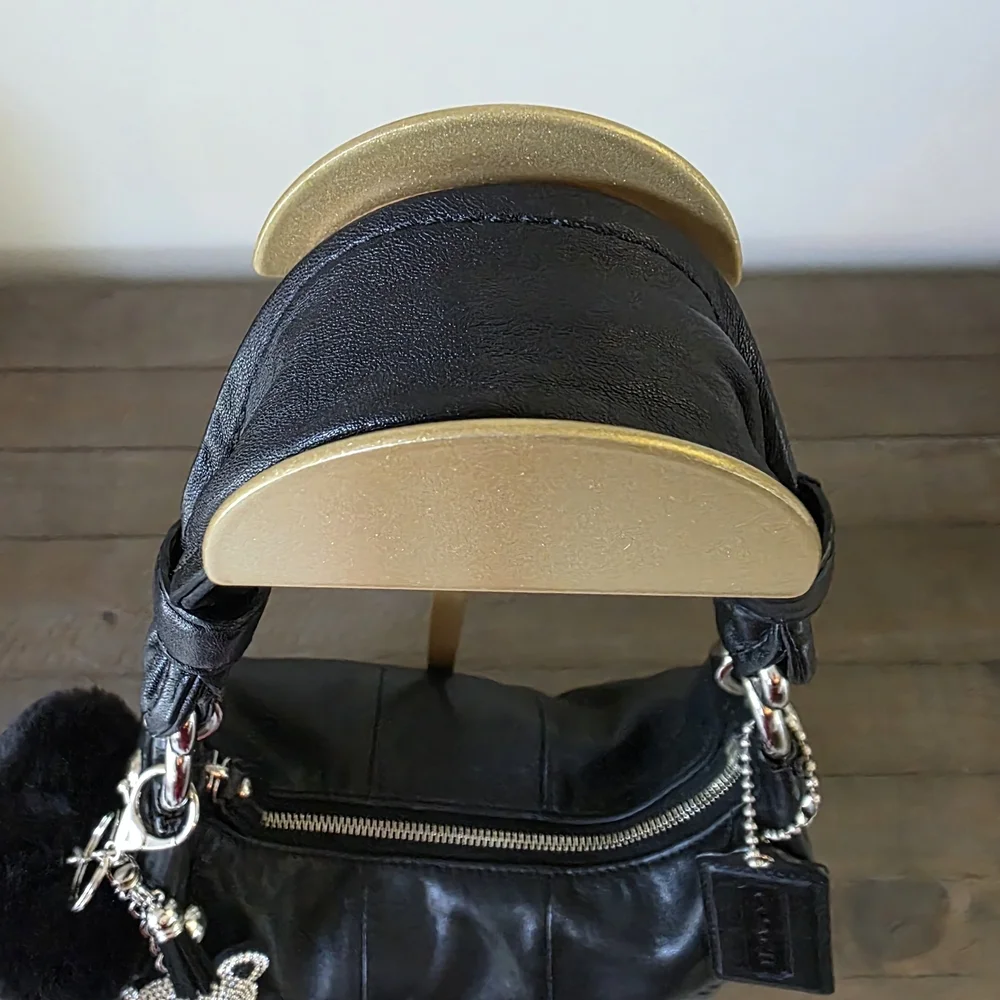 Coach Black Leather Kristen Hobo Bag With Crossbody Strap & Unbranded Charm - Picture 3 of 16